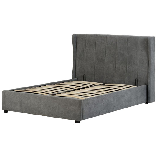 Amelia Plus Grey Velvet Fabric Storage Ottoman Bed