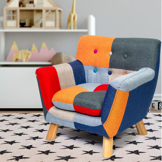 Annah Linen Patchwork Kids Armchair