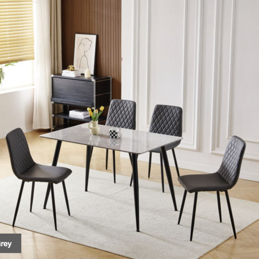 Argenta 1.2m Dining Table + 4 Dark Grey Chairs