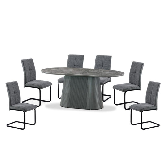Barletta 1.8m Sintered Stone Dining Table + 6 Venezia Chairs