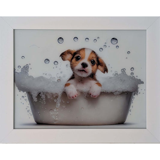 Bath Puppy Framed Picture
