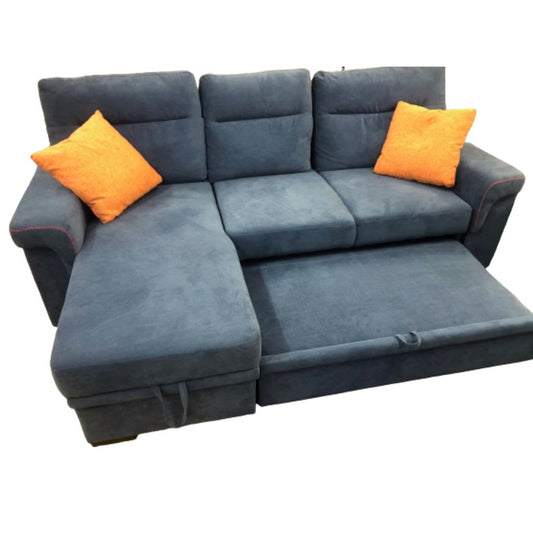 Navy sofa bed with storage chaise