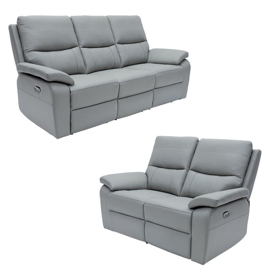 Gray reclining sofa set on a white background