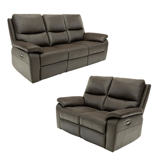 Brown leather sofa set on a white background