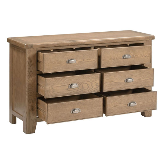 Chatsworth Oak 6 Drawer Chest Open