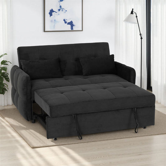 Stylish sofa bed in black fabric