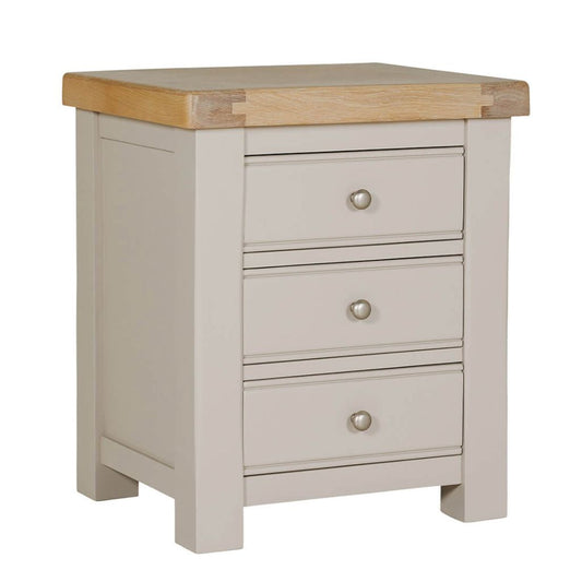 Doune Taupe 3 Drawer Bedside Table