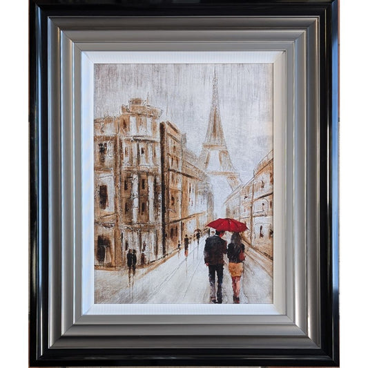 Eiffel Tower Red Brolly Framed Picture by Artsource