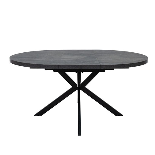 Round grey dining table with a white background