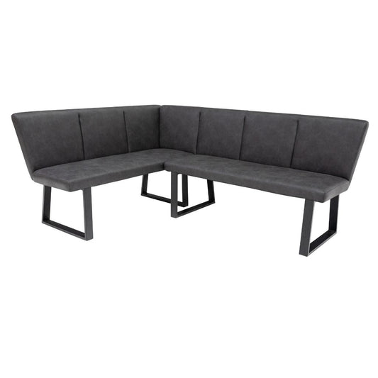 Framura Charcoal Faux Leather Corner Bench