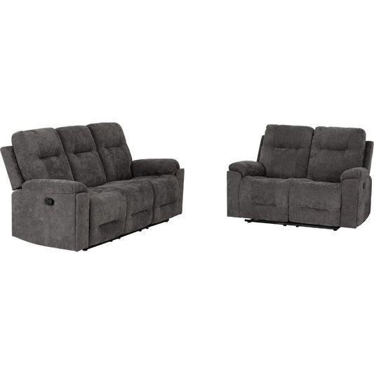 Grey reclining sofa set on a white background