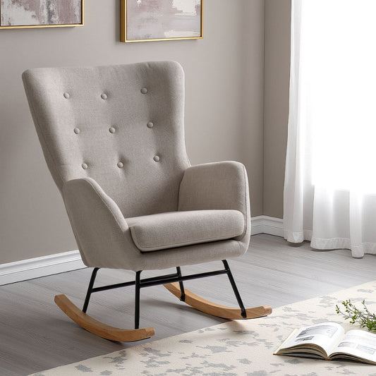 Hayden Beige Fabric Rocking Chair by Wholesale