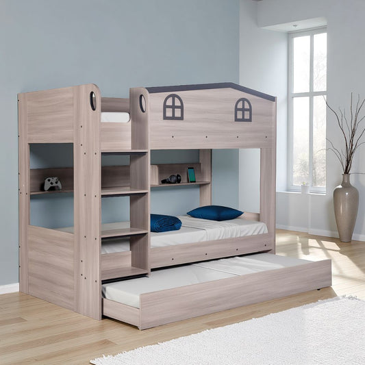Hector Ash Grey Bunk Bed and Trundle Set