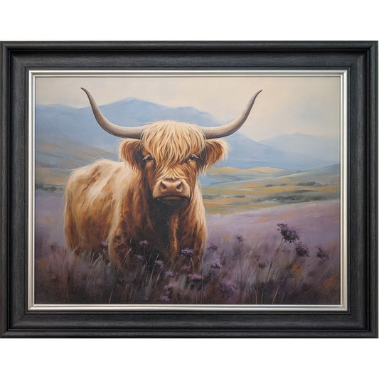 Highland Cow Thistle Meadow Framed Picture