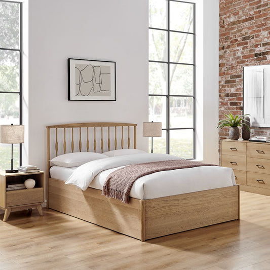 Juno Oak Storage Bed Angle