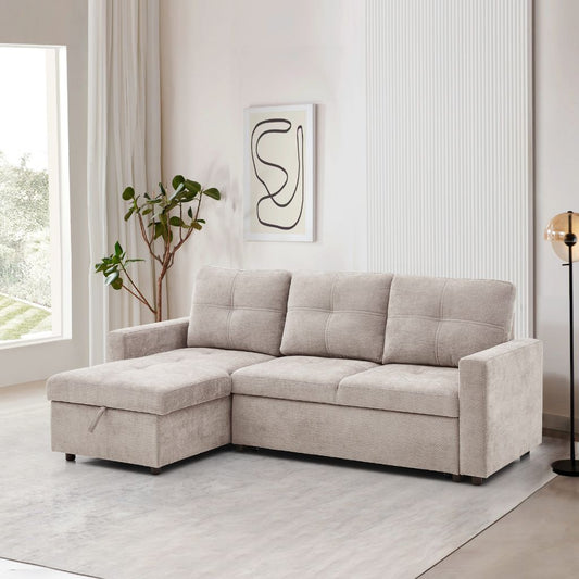 Lilly Beige Corner Sofa Bed by Honey B