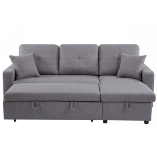 Lincoln Grey Interchangeable Corner Sofa Bed Front