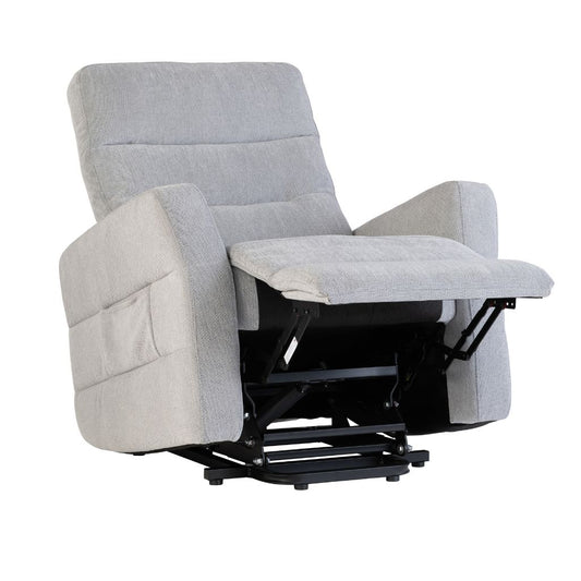 Magenta Silver Grey Fabric Tilt and Rise Electric Recliner Back