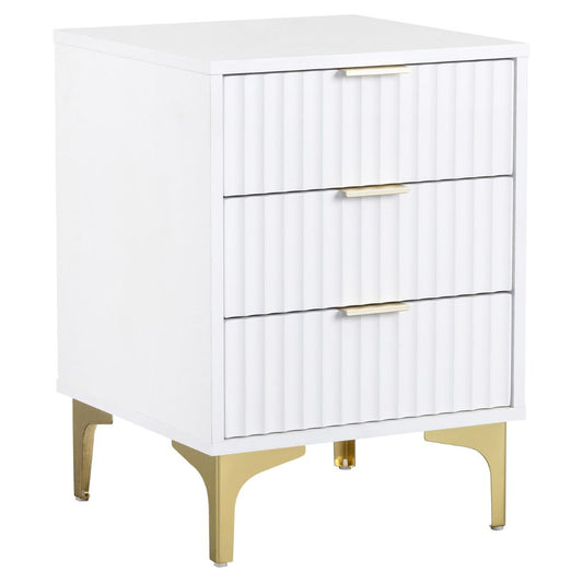 Miami White 3 Drawer Bedside