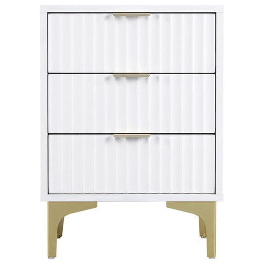 Miami White 3 Drawer Bedside