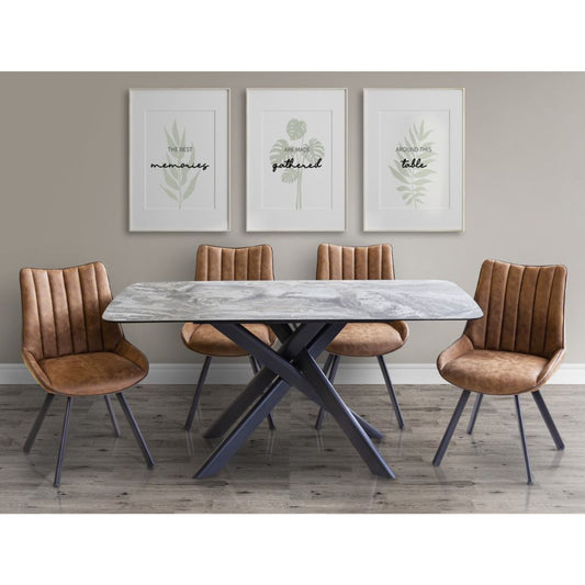 Miro Greige 1.6m Dining Table + Monty Chairs