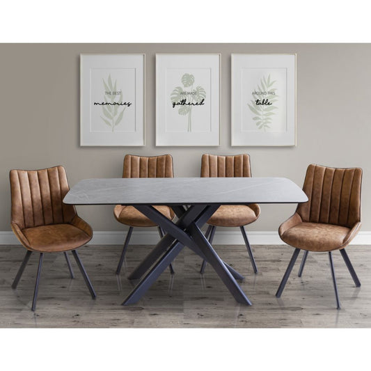 Miro Slate 1.6m Dining Table + Monty Chairs Range by Sofahouse