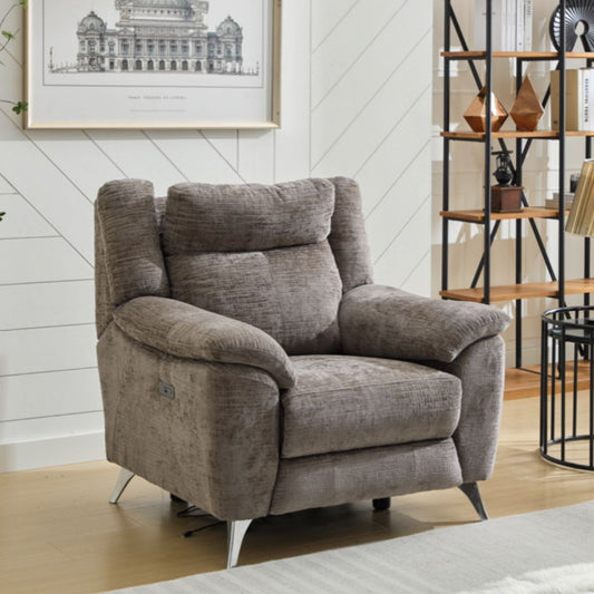 Monroe Stone Electric Reclining 1 Seater Sofa