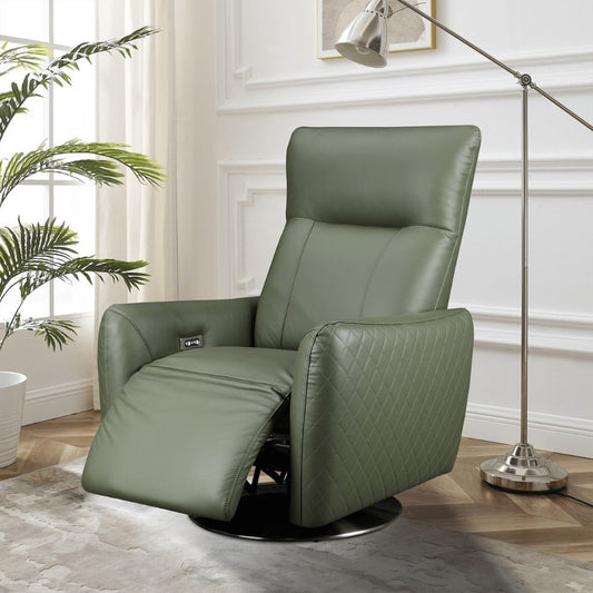 Monti Green Leather Electric Power Recliner