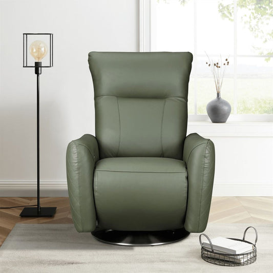 Monti Green Leather Electric Power Recliner Front
