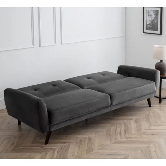 Monza Grey Velvet Two Seater Sofa Bed