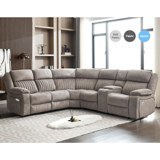 Morgan Taupe Electric Reclining Corner Sofa by Annaghmore