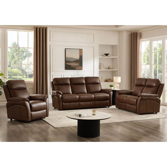 Nardo Brown Leather Sofa Set