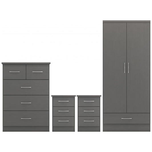 Nevada 3D Effect Grey 4 Piece Bedroom Furniture Set