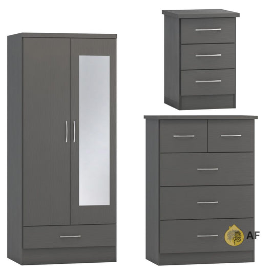 Nevada 3D Effect Grey Bedroom Furniture Set
