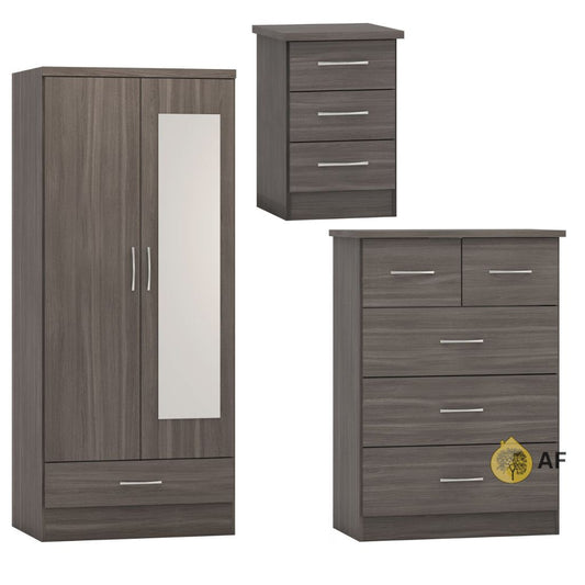 Nevada Black Wood Grain Bedroom Furniture Set