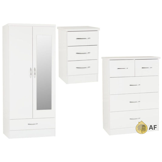 Nevada White Gloss Bedroom Furniture Set