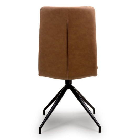 Brown office chair with black metal base on a white background