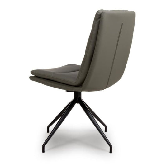 Gray chair with black swivel base on a white background