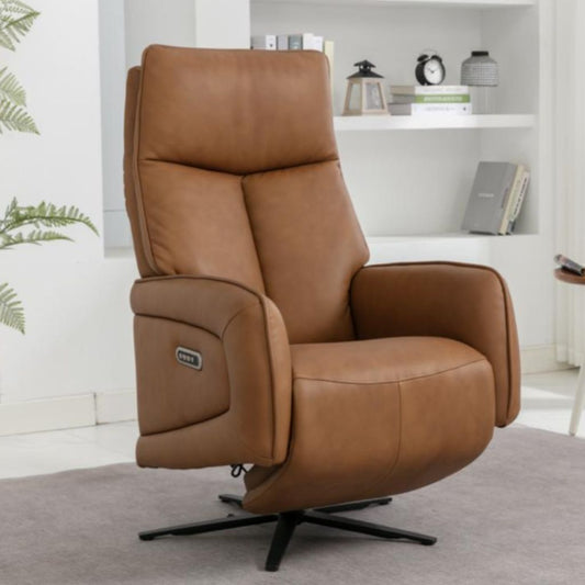 Prestige Camel Electric Reclining Swivel Chair Side