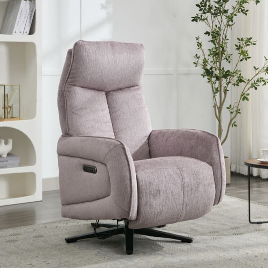 Prestige Lavender Electric Reclining Swivel Chair Tilted