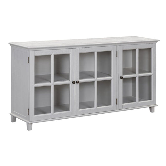 Beige 3 door sideboard with glass doors