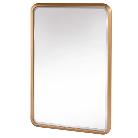 Rectangular mirror with a gold frame on a white background