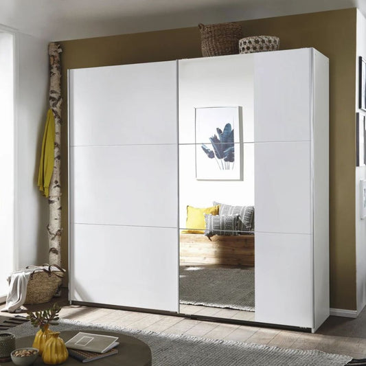 Santiago Sliding Mirrored Wardrobe Alpine White
