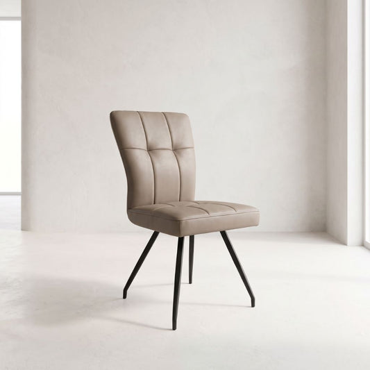 Taupe PU dining chair with black legs