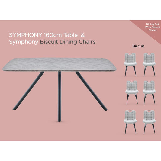 SYMPHONY 160cm Table with Symphony Biscuit Dining Chairs on a pink background