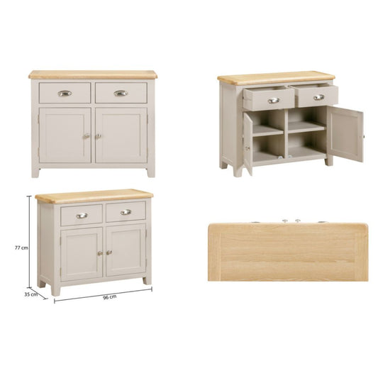 Grey sideboard with 2 doors and 2 drawers