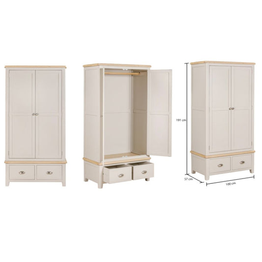 Grey wardrobe with 2 doors and 2 drawers