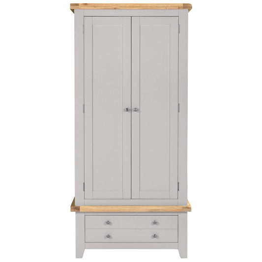 Windsor Pebble Grey 2 Door 1 Drawer Wardrobe Front
