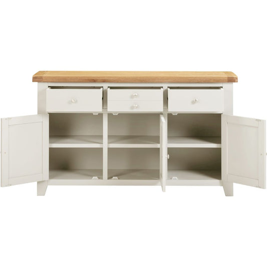 Windsor Ivory 3 Door 3 Drawer Sideboard Open