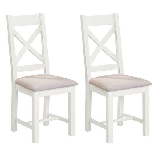 Pair of Windsor Ivory Cross Back Dining Chairs